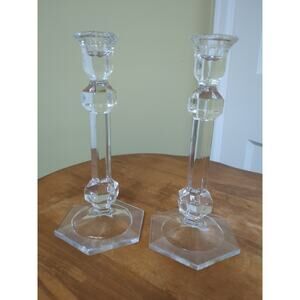 Val St Lambert Crystal Candlesticks
